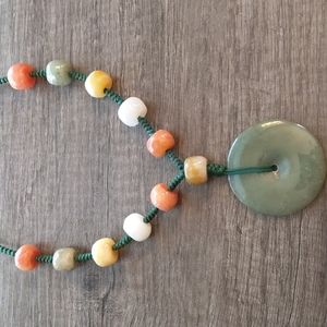Statement jadeite disc necklace